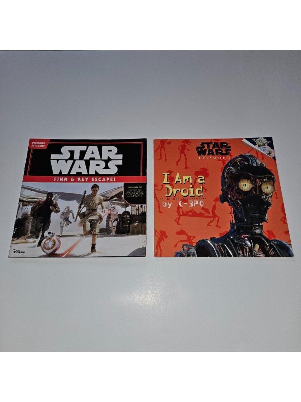 2 Star Wars Paperback Book Lot Stickers I Am Droid C-3PO Finn & Rey Escape